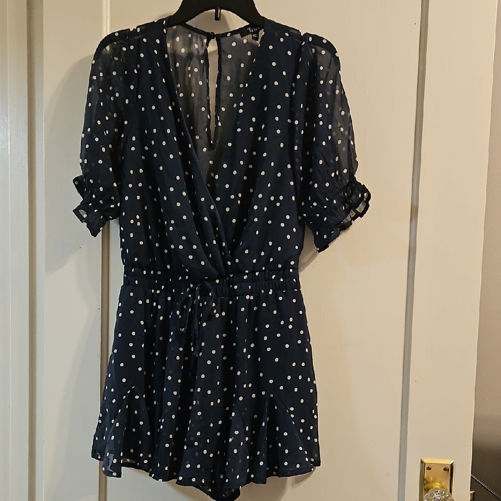 Trixxi Navy Blue Polka Dot Mini Dress Romper